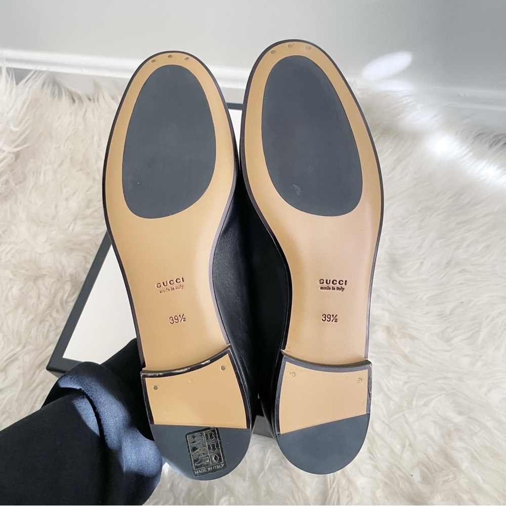 Gucci Jordaan Horsebit Leather Loafer Black Gold size 39.5 - Picture 7 of 9